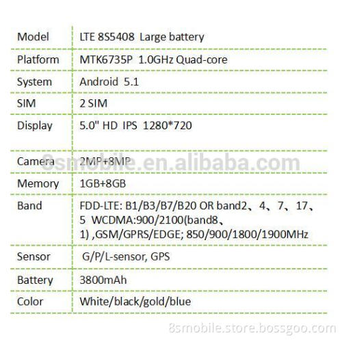 LTE8S5408 5.0" high end mobile phone wholesale